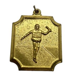 PAPER ROUTE DELIVERY PENDANT MEDAL GOLD TONE VINTAGE